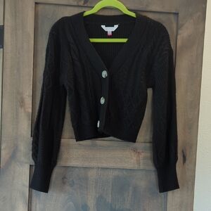 No Boundaries Black Cropped Cardigan Sweater